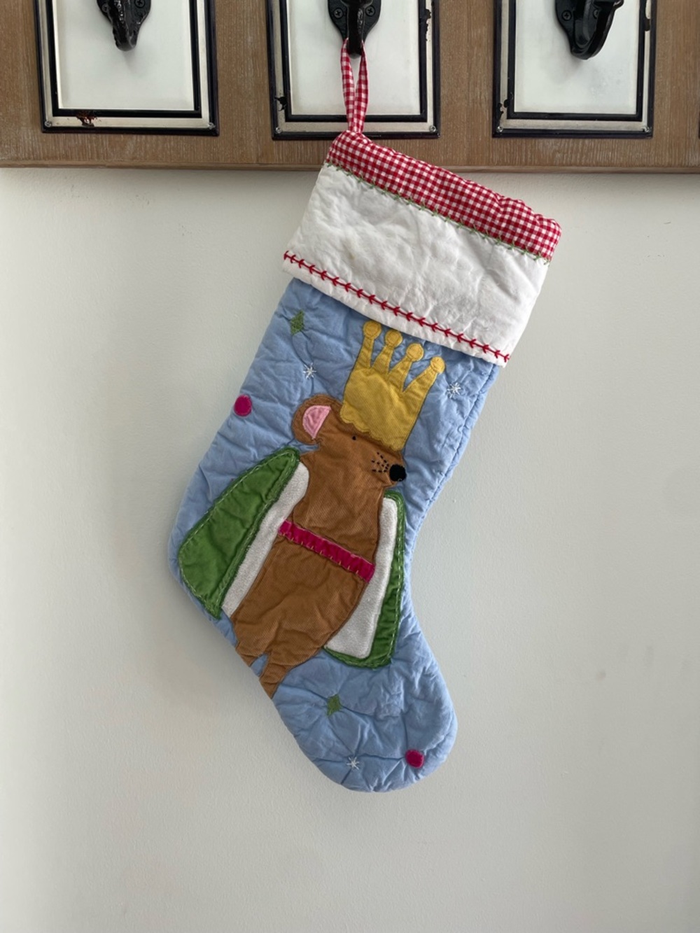 Pottery Barn Kids Quilted Mouse King Stocking in Blue, Green, Red